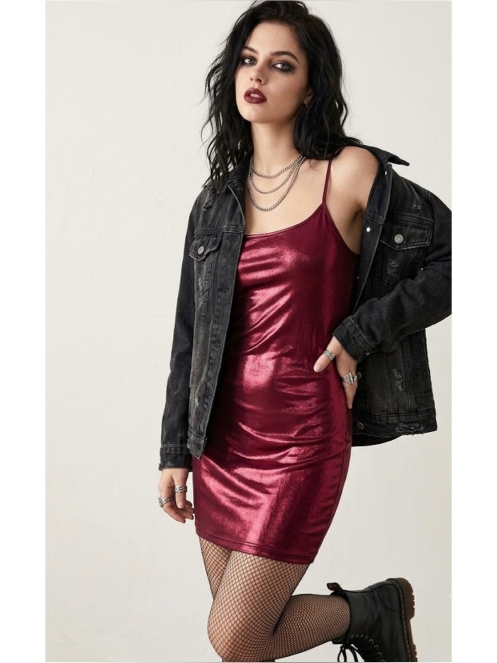 SHEIN Metallic Red Mini Slip Dress